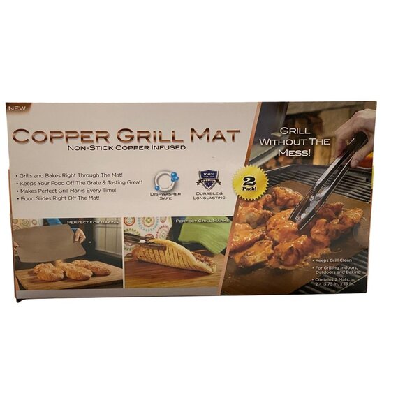 Copper Grill Mat 2 Pack Non-Stick Copper Infused Heat Conductive For Even Cookin - Picture 3 of 6